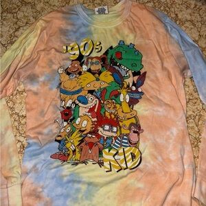 Nickelodeon Shirt 90s Kid  Adult  Tie Dye Long Sleeve Medium Rugrats Ren Stimpy